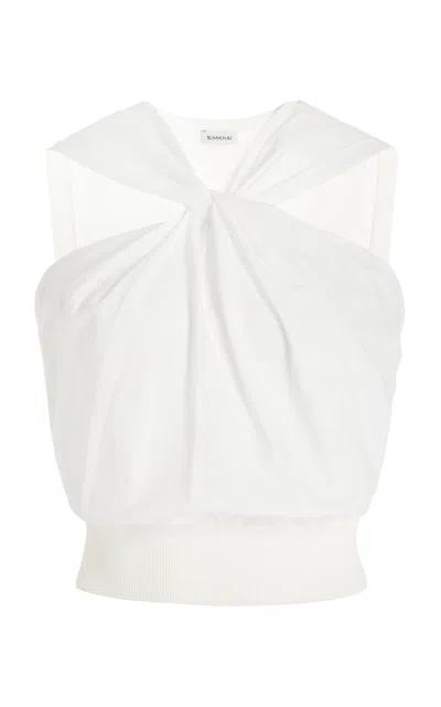 Simkhai Wynonna Gathered Knit-poplin Combo Top In White