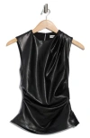Simkhai Wynter Draped Faux Leather Top In Black