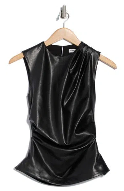 SIMKHAI SIMKHAI WYNTER DRAPED FAUX LEATHER TOP