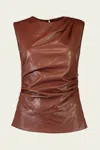Simkhai Wynter Sleeveless Draped Top In Chestnut