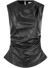 Simkhai Wynter Draped Faux Leather Top In Black