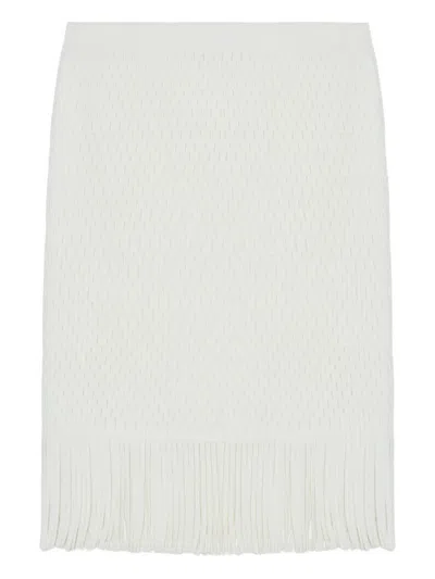Simkhai Xavia Lattice-knit Fringe Skirt In White