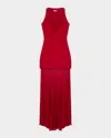 Simkhai Xena Sleeveless Halter Maxi Dress In Red