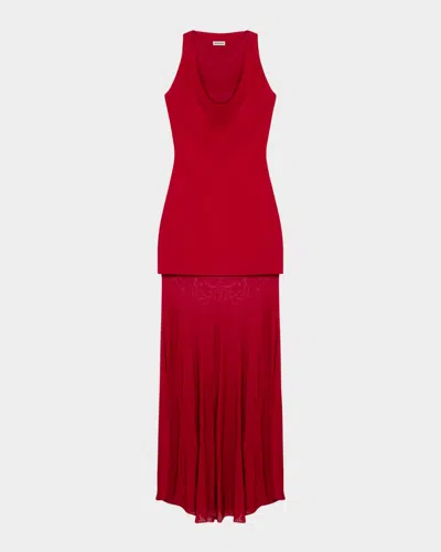 Simkhai Xena Sleeveless Halter Maxi Dress In Red