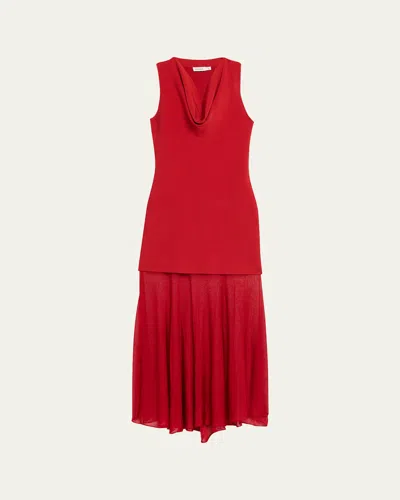 Simkhai Xena Sleeveless Halter Maxi Dress In Red