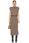 Simkhai Xion Draped Cape Wool Midi Dress In Mocha Melange