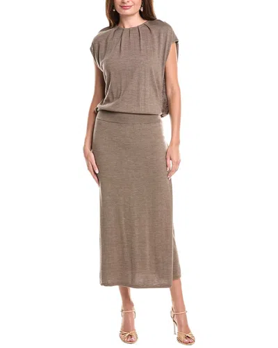 SIMKHAI SIMKHAI XION DRAPED CAPE WOOL MIDI DRESS
