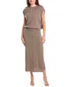 Simkhai Xion Draped Cape Wool Midi Dress In Brown