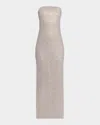 Simkhai Xyla Strapless Sequin Column Gown In Metallic