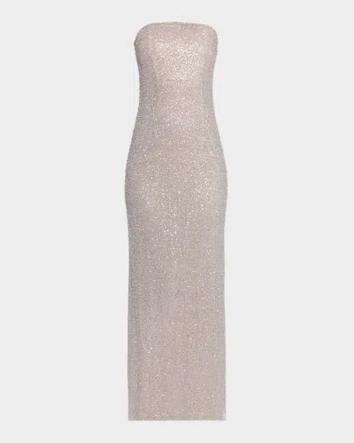 SIMKHAI XYLA STRAPLESS SEQUIN COLUMN GOWN