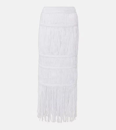 Simkhai Yarra Fringed Cotton Midi Skirt In White