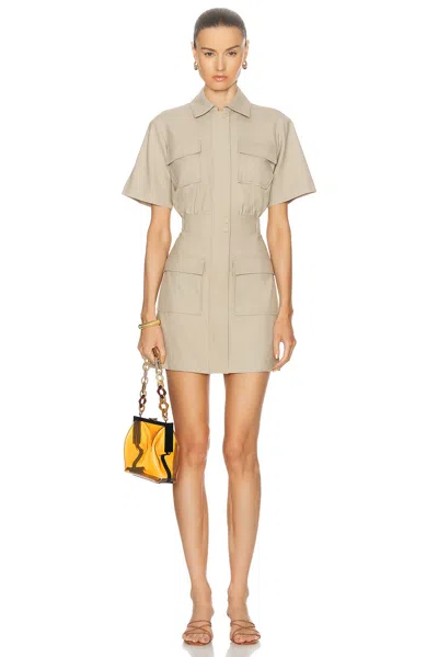 Simkhai Crissy Wool-blend Twill Mini Shirt Dress In Beige