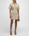 Simkhai Crissy Wool-blend Twill Mini Shirt Dress In Sand