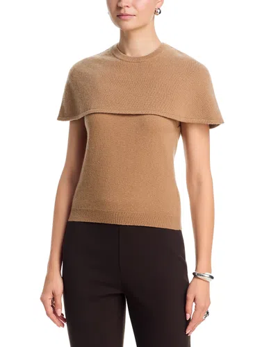 Simkhai Yuki Cashmere Short Sleeve Cape Top In Brown