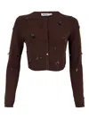 Simkhai Zadie Embellished Cropped Cardigan In Brown