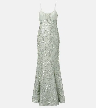 Simkhai Zarena Sequined Gown In Green