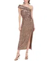 Simkhai Zay One-shoulder Ruched Sequined Jersey Midi Dress In Pink