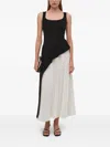 Simkhai Zayla Black And White Dress With Pleated Skirt And Squared Neckline In Tech Fabric Woman
