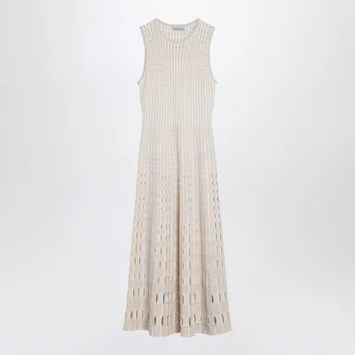 Simkhai Zelma Perforated Midi Dress In Sand Colour