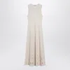 Shop Simkhai Zelma Perforated Midi Dress In Sand Colour In Beige