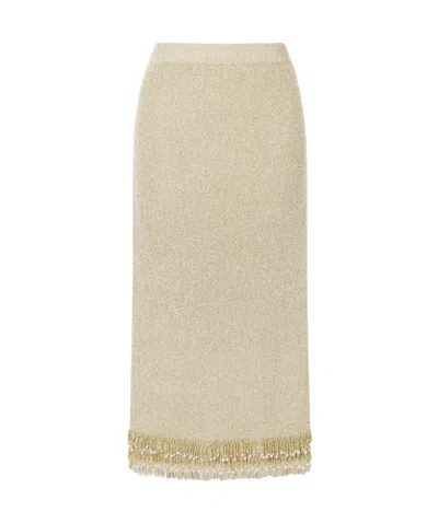 Simkhai Zeni Beaded-trim Tweed Midi Skirt In Neutral