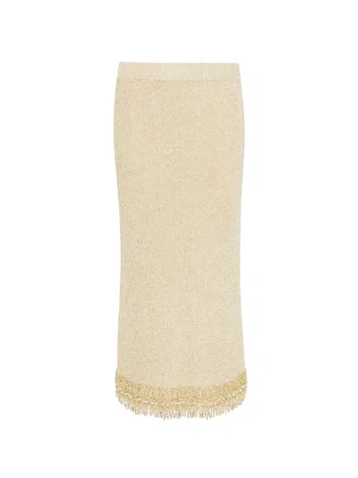 Simkhai Zeni Pearl Fringe Skirt In Neutral