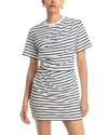 Simkhai Zeus Short Sleeve Draped T-shirt Dress In Midnight Stripe In Midnight Stripe