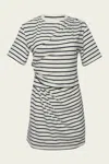 Simkhai Zeus Short Sleeve Draped T-shirt Dress In Midnight Stripe