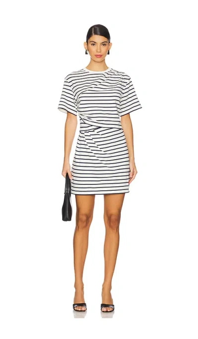 Simkhai Zeus Short Sleeve Draped T-shirt Dress In Midnight Stripe