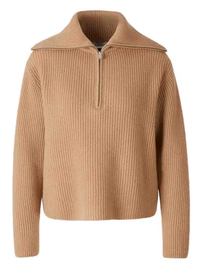 Simkhai Womens Camel Landry Half-zip Ribbed Cashmere Jumper In Brown