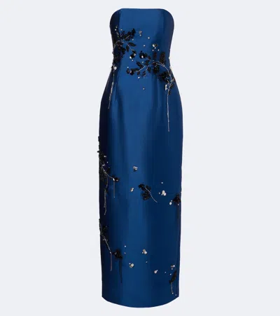Simkhai Zirell Sequin-embellished Mikado Gown In Blue