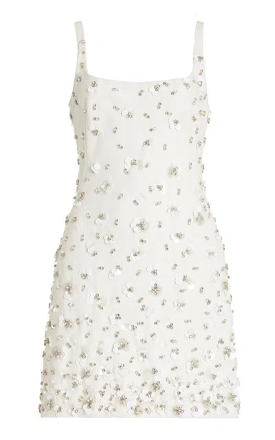 Simkhai Ziva Crystal-embellished Crepe Mini Dress In Ivory