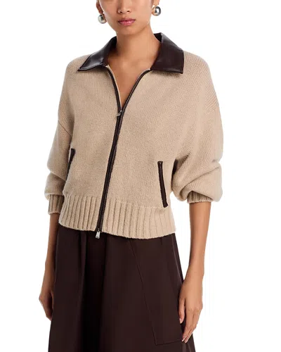 Simkhai Zofia Zip Front Wool Cardigan In Brown