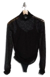 Simkhai Zurie Lace Combo Turtleneck Bodysuit In Black