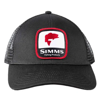 Simms Bass Patch Trucker Snapback Hat In Black