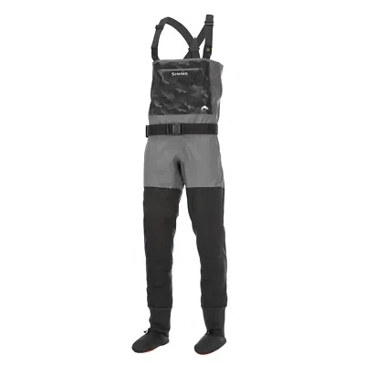 Pre-owned Simms Men's Guide Classic Stockingfoot Waders In Carbon
