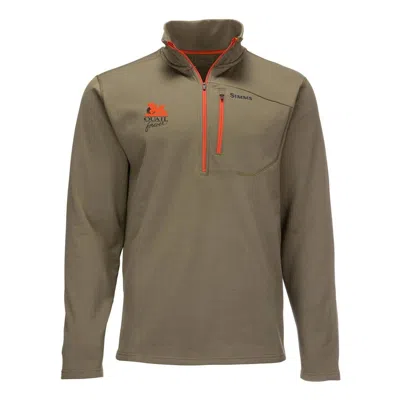 Simms Men's  Quail Forever Thermal Long Sleeve 1/4 Zip In Green