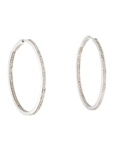 Pre-owned Simon G . 18k 1.25ctw Diamond Inside Out Hoop Earrings In Multi