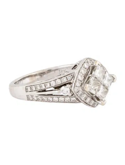 Pre-owned Simon G 18k 1.45ctw Diamond Cluster Engagement Ring In Multi