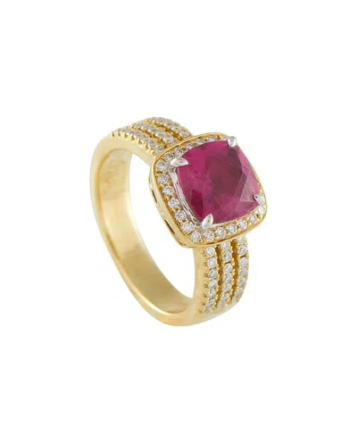 Pre-owned Simon G . 18k 2.46 Ct. Tw. Diamond Rubellite Ring (authentic Pre-loved) In Gold
