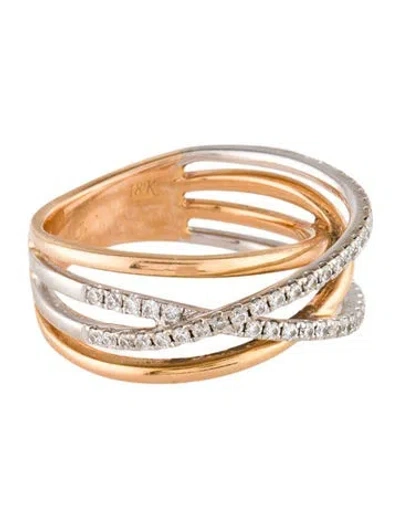 Pre-owned Simon G 18k Diamond Crossover Ring In Multi