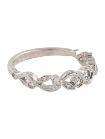 Pre-owned Simon G 18k Diamond Floral Wedding Band In Multicolor