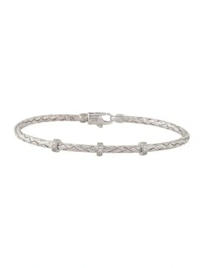 Pre-owned Simon G 18k Diamond Station Woven Bangle, 6.75" In Multi