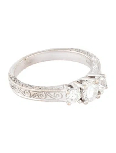 Pre-owned Simon G 18k Diamond Three Stone Engagement Ring In Multi