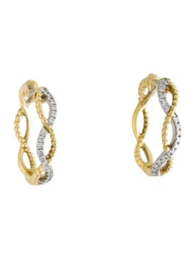 Pre-owned Simon G 18k Diamond Twist Hoop Earrings In Multicolor