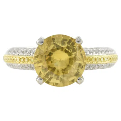 Pre-owned Simon G Jewelry Estate Yellow Sapphire And Diamond Ring By Simon G.