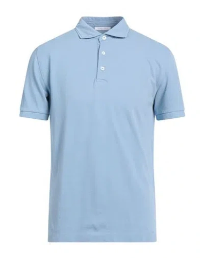 Simon Gray. Man Polo Shirt Pastel Blue Size L Pima Cotton