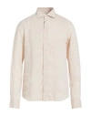 Simon Gray. Man Shirt Beige Size 17 Linen In Neutral