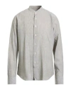 Simon Gray. Man Shirt Sage Green Size 16 Cotton, Linen In Gray
