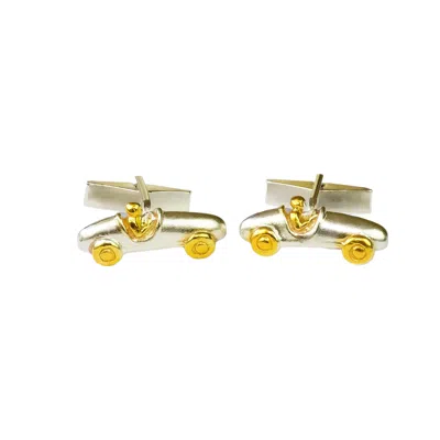 Simon Kemp Jewellers Men's Bugatti Vintage Racing Car Cufflinks Eighteen Carat Gold On Silver Cufflinks